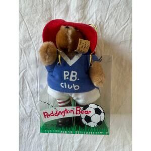 Vintage Collectible Small Paddington Bear Eden Toys Gift box PB Club Soccer Toy!